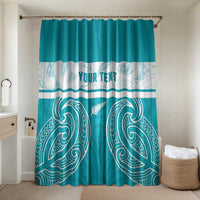 New Zealand Silver Fern Cricket Custom Bathroom Set Black Cap Teal Maori Pattern LT14 Shower Curtain Only Teal - Polynesian Pride