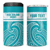 New Zealand Silver Fern Cricket Custom 4 in 1 Can Cooler Tumbler Black Cap Teal Maori Pattern LT14 One Size: 16 oz Teal - Polynesian Pride