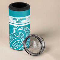 New Zealand Silver Fern Cricket Custom 4 in 1 Can Cooler Tumbler Black Cap Teal Maori Pattern LT14 - Polynesian Pride