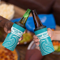New Zealand Silver Fern Cricket Custom 4 in 1 Can Cooler Tumbler Black Cap Teal Maori Pattern LT14 - Polynesian Pride