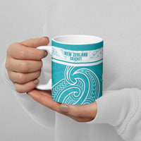New Zealand Silver Fern Cricket Custom Ceramic Mug Black Cap Teal Maori Pattern LT14 - Polynesian Pride