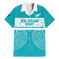 New Zealand Silver Fern Cricket Custom Family Matching Off Shoulder Maxi Dress and Hawaiian Shirt Black Cap Teal Maori Pattern LT14 Dad's Shirt - Short Sleeve Teal - Polynesian Pride