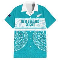 New Zealand Silver Fern Cricket Custom Hawaiian Shirt Black Cap Teal Maori Pattern LT14 Teal - Polynesian Pride
