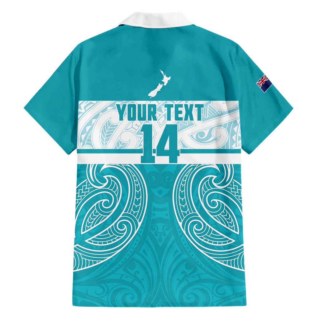 New Zealand Silver Fern Cricket Custom Hawaiian Shirt Black Cap Teal Maori Pattern LT14 - Polynesian Pride