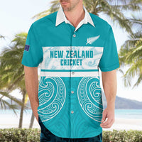 New Zealand Silver Fern Cricket Custom Hawaiian Shirt Black Cap Teal Maori Pattern LT14 - Polynesian Pride