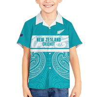 New Zealand Silver Fern Cricket Custom Hawaiian Shirt Black Cap Teal Maori Pattern LT14 - Polynesian Pride