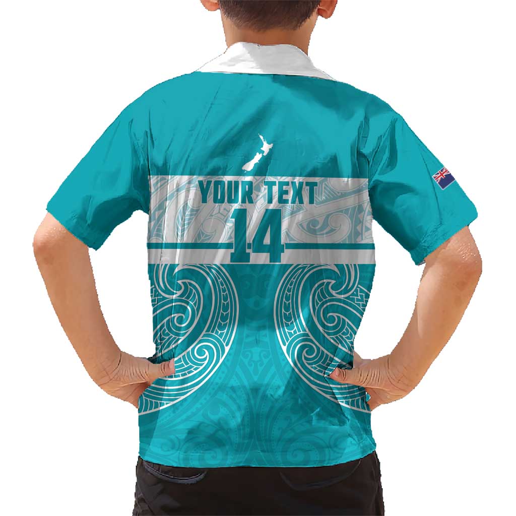 New Zealand Silver Fern Cricket Custom Hawaiian Shirt Black Cap Teal Maori Pattern LT14 - Polynesian Pride