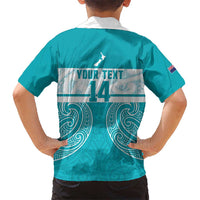 New Zealand Silver Fern Cricket Custom Hawaiian Shirt Black Cap Teal Maori Pattern LT14 - Polynesian Pride