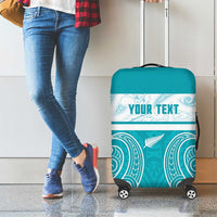 New Zealand Silver Fern Cricket Custom Luggage Cover Black Cap Teal Maori Pattern - Polynesian Pride