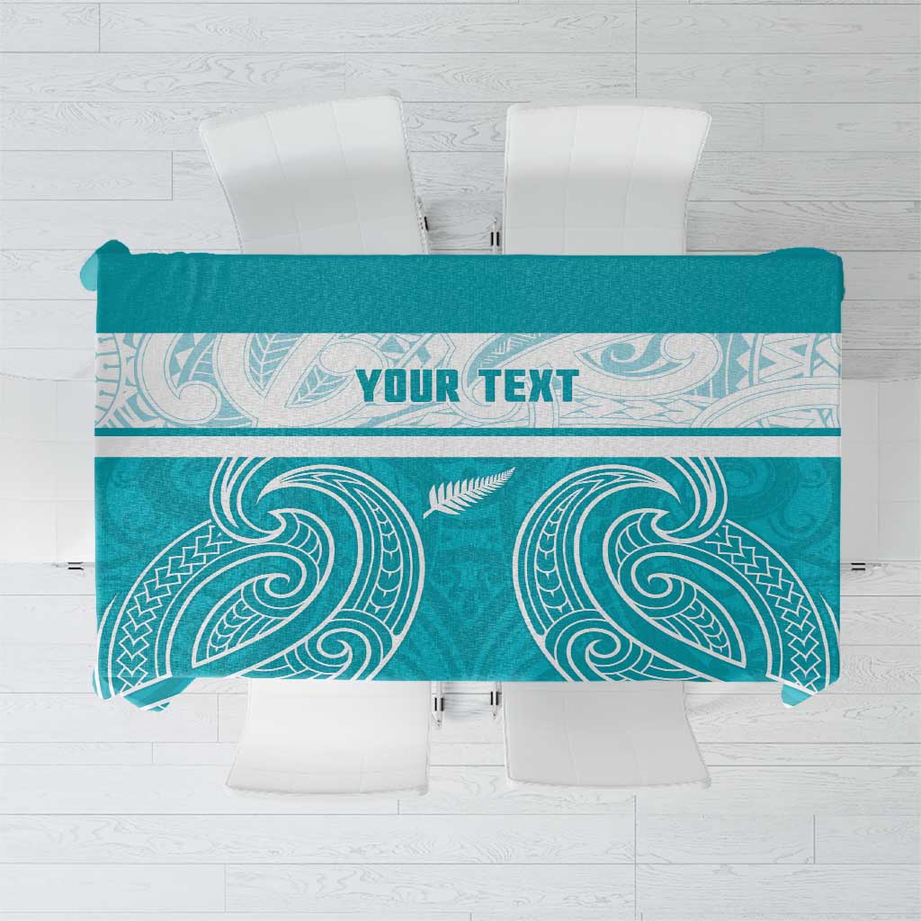 New Zealand Silver Fern Cricket Custom Tablecloth Black Cap Teal Maori Pattern LT14 Teal - Polynesian Pride