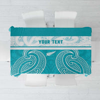 New Zealand Silver Fern Cricket Custom Tablecloth Black Cap Teal Maori Pattern LT14 Teal - Polynesian Pride