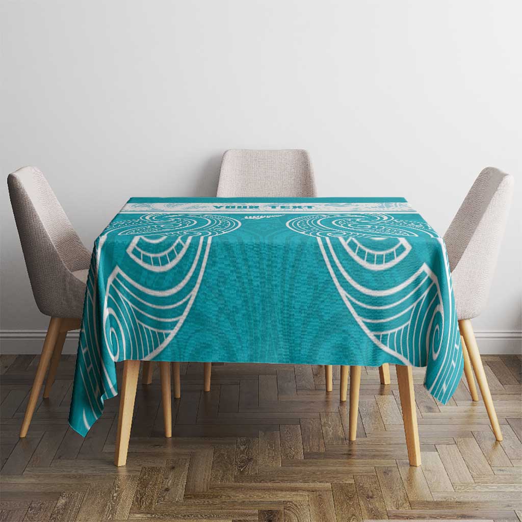New Zealand Silver Fern Cricket Custom Tablecloth Black Cap Teal Maori Pattern LT14 - Polynesian Pride