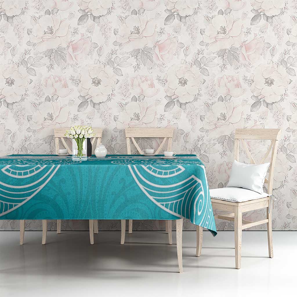 New Zealand Silver Fern Cricket Custom Tablecloth Black Cap Teal Maori Pattern LT14 - Polynesian Pride