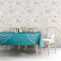 New Zealand Silver Fern Cricket Custom Tablecloth Black Cap Teal Maori Pattern LT14 - Polynesian Pride
