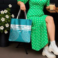 New Zealand Silver Fern Cricket Custom Tote Bag Black Cap Teal Maori Pattern - Polynesian Pride