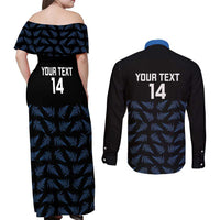 New Zealand Silver Fern Cricket Custom Couples Matching Off Shoulder Maxi Dress and Long Sleeve Button Shirt Black Cap T20 Version LT14 - Polynesian Pride
