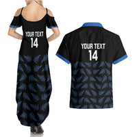 New Zealand Silver Fern Cricket Custom Couples Matching Summer Maxi Dress and Hawaiian Shirt Black Cap T20 Version LT14 - Polynesian Pride