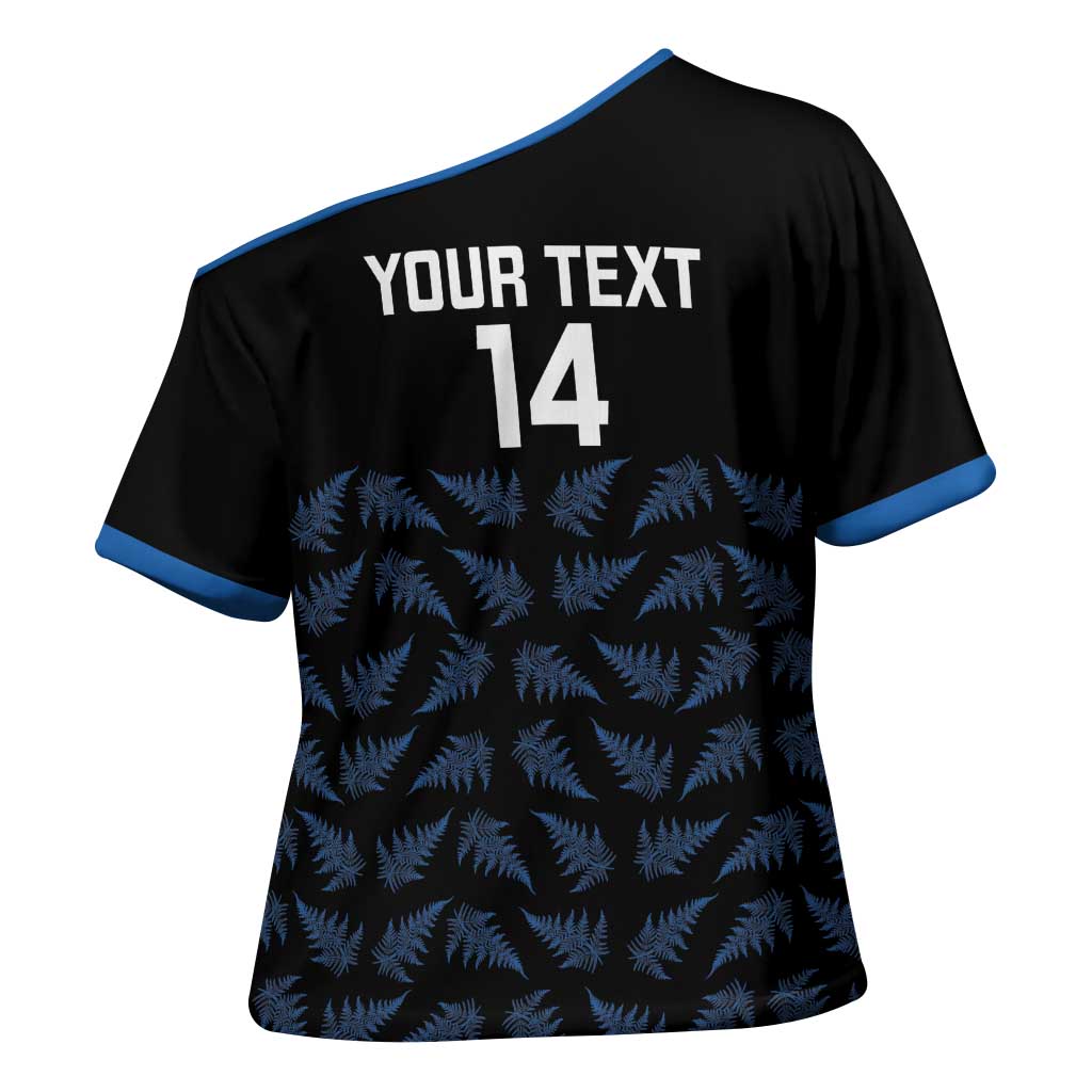 New Zealand Silver Fern Cricket Custom Cross Shoulder Shirt Black Cap T20 Version - Polynesian Pride