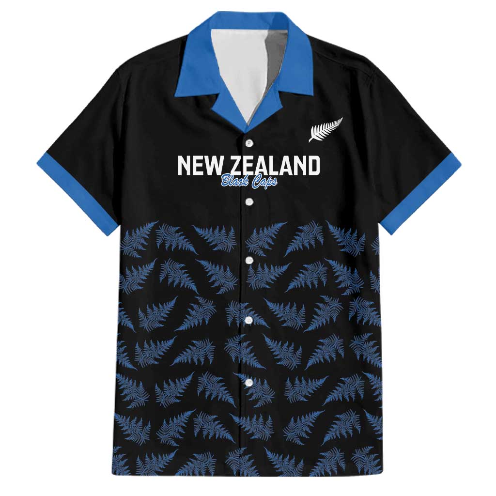 New Zealand Silver Fern Cricket Custom Family Matching Long Sleeve Bodycon Dress and Hawaiian Shirt Black Cap T20 Version LT14 Dad's Shirt - Short Sleeve Black - Polynesian Pride