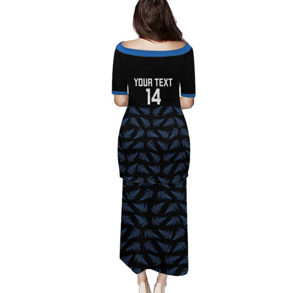 New Zealand Silver Fern Cricket Custom Family Matching Puletasi and Hawaiian Shirt Black Cap T20 Version LT14 - Polynesian Pride