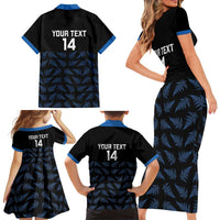 New Zealand Silver Fern Cricket Custom Family Matching Short Sleeve Bodycon Dress and Hawaiian Shirt Black Cap T20 Version LT14 - Polynesian Pride