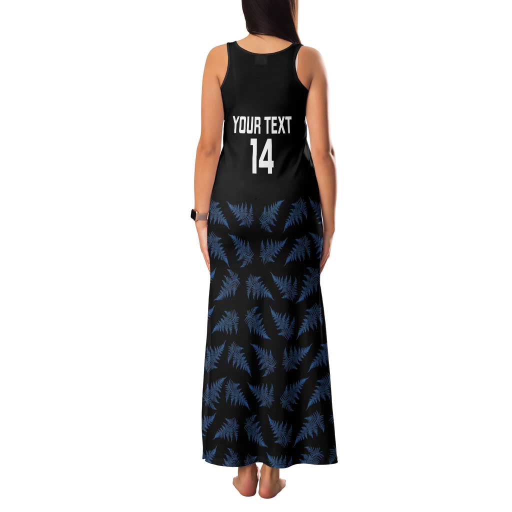 New Zealand Silver Fern Cricket Custom Family Matching Tank Maxi Dress and Hawaiian Shirt Black Cap T20 Version LT14 - Polynesian Pride