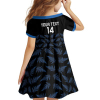 New Zealand Silver Fern Cricket Custom Kid Short Sleeve Dress Black Cap T20 Version - Polynesian Pride