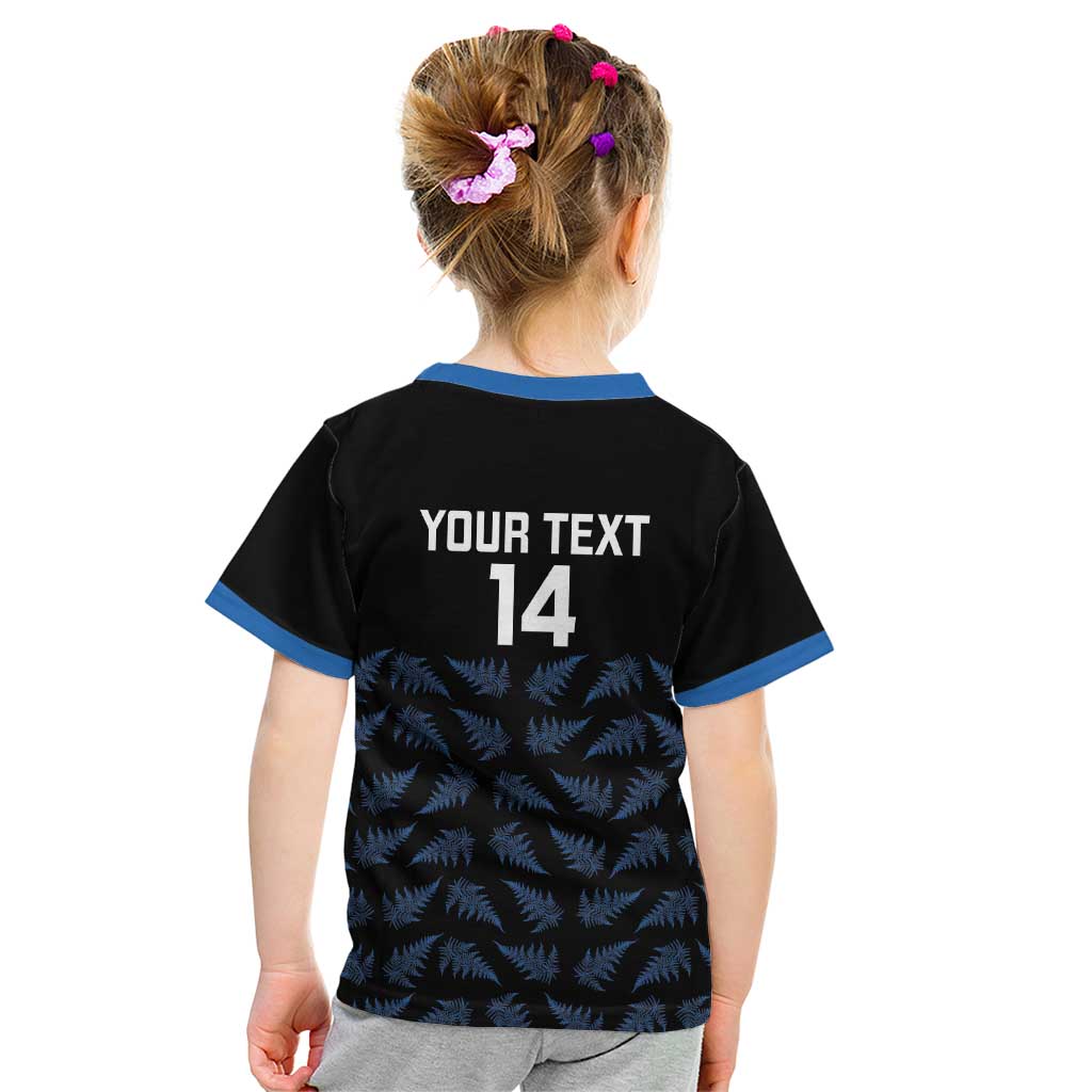 New Zealand Silver Fern Cricket Custom Kid T Shirt Black Cap T20 Version - Polynesian Pride