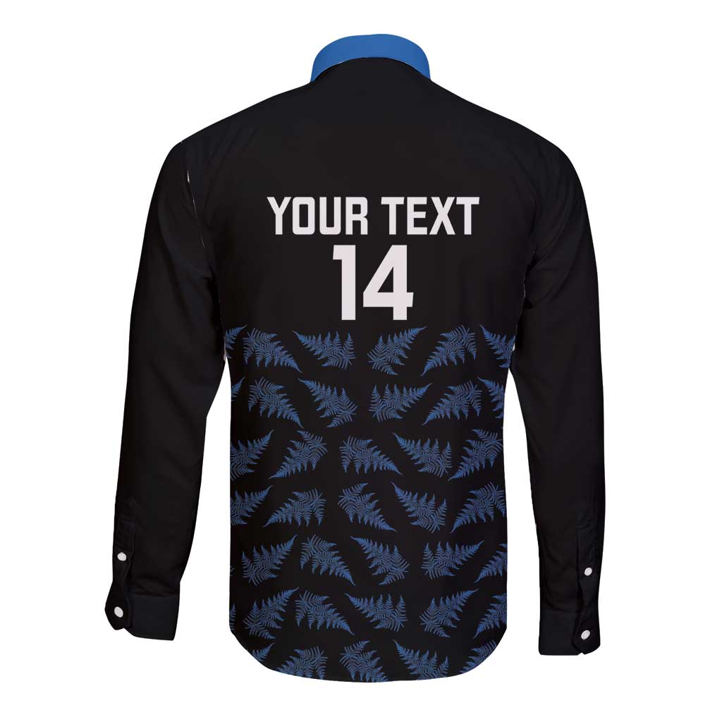 New Zealand Silver Fern Cricket Custom Long Sleeve Button Shirt Black Cap T20 Version - Polynesian Pride