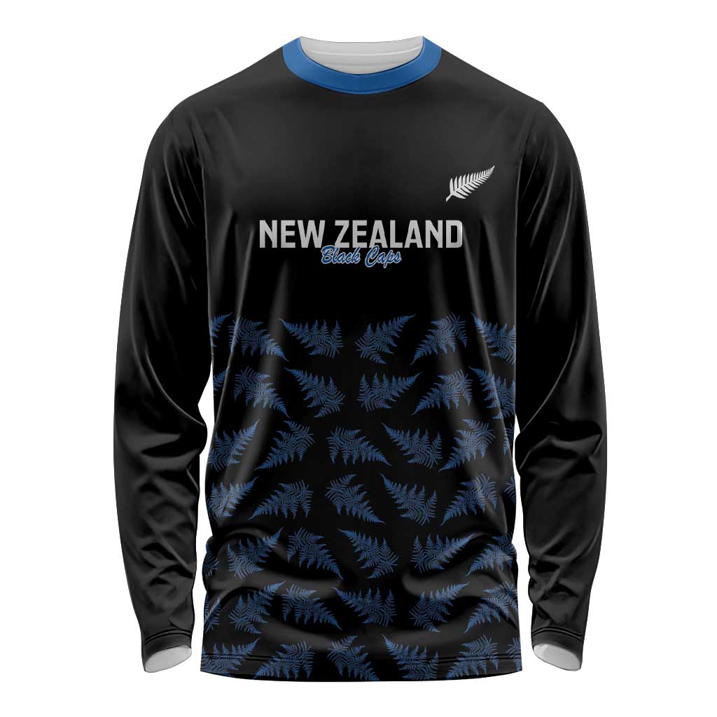 New Zealand Silver Fern Cricket Custom Long Sleeve Shirt Black Cap T20 Version - Polynesian Pride