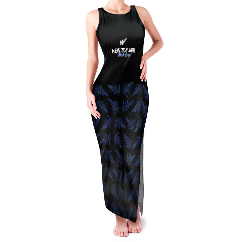 New Zealand Silver Fern Cricket Custom Tank Maxi Dress Black Cap T20 Version - Polynesian Pride