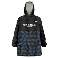 New Zealand Silver Fern Cricket Custom Wearable Blanket Hoodie Black Cap T20 Version LT14 One Size Black - Polynesian Pride