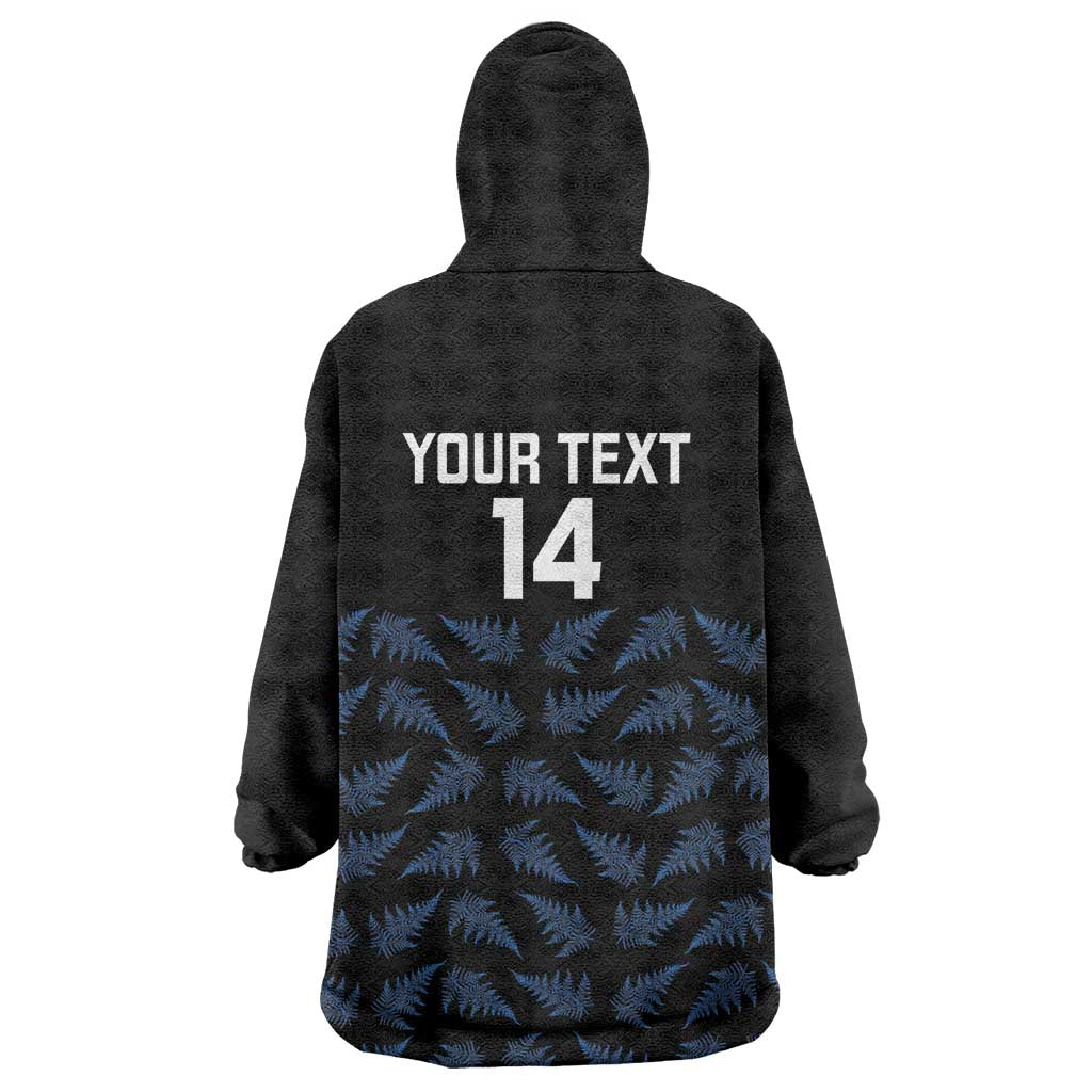 New Zealand Silver Fern Cricket Custom Wearable Blanket Hoodie Black Cap T20 Version LT14 - Polynesian Pride