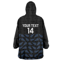 New Zealand Silver Fern Cricket Custom Wearable Blanket Hoodie Black Cap T20 Version LT14 - Polynesian Pride