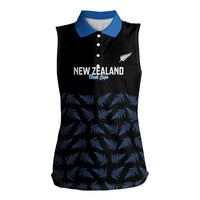 New Zealand Silver Fern Cricket Custom Women Sleeveless Polo Shirt Black Cap T20 Version LT14 Female Black - Polynesian Pride