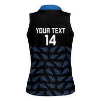 New Zealand Silver Fern Cricket Custom Women Sleeveless Polo Shirt Black Cap T20 Version LT14 - Polynesian Pride