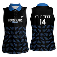 New Zealand Silver Fern Cricket Custom Women Sleeveless Polo Shirt Black Cap T20 Version LT14 - Polynesian Pride