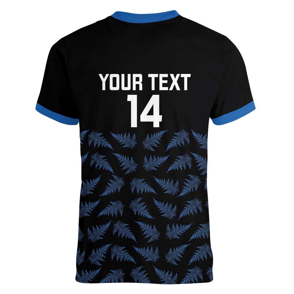 New Zealand Silver Fern Cricket Custom Women V-Neck T-Shirt Black Cap T20 Version LT14 - Polynesian Pride