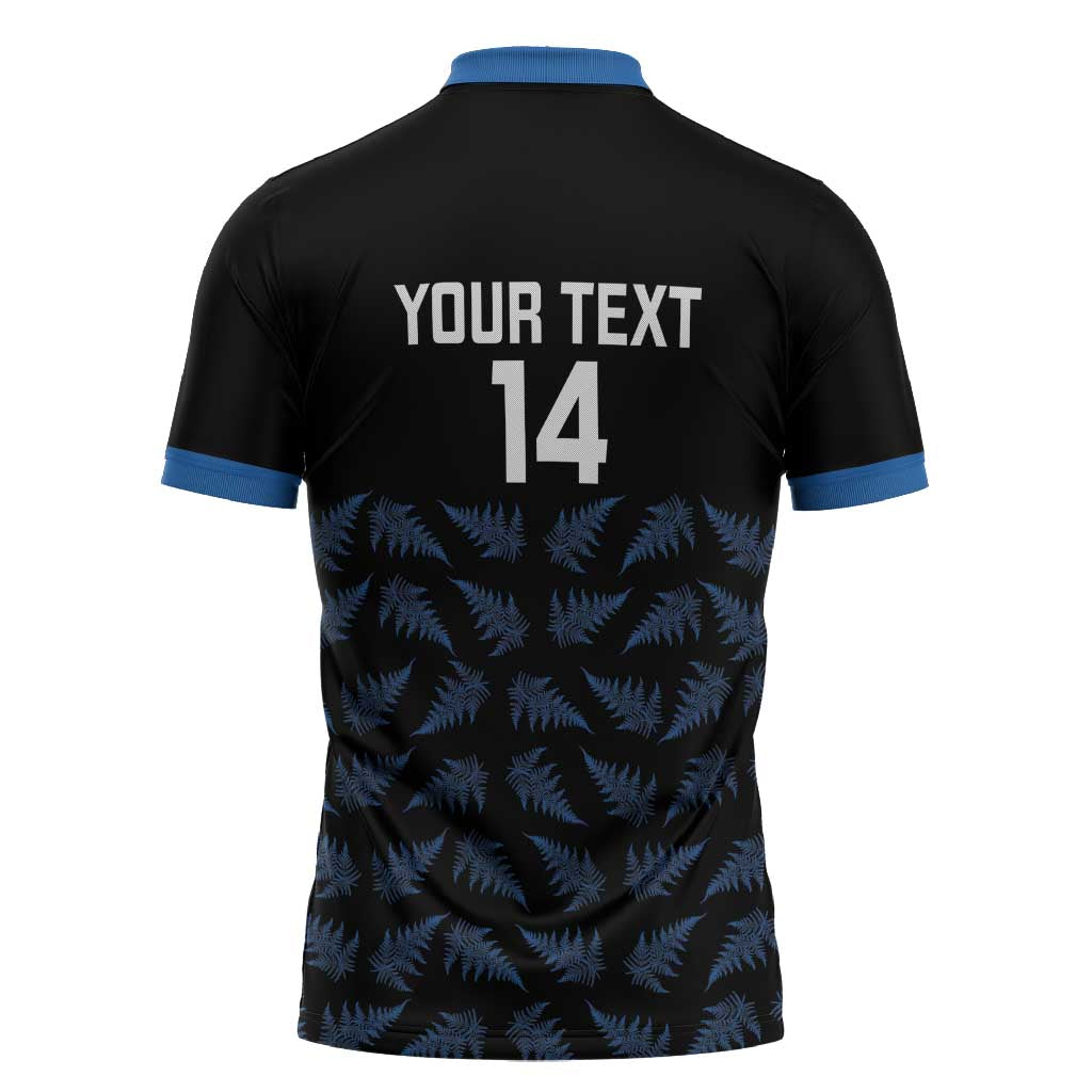 New Zealand Silver Fern Cricket Custom Zipper Polo Shirt Black Cap T20 Version - Polynesian Pride