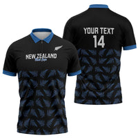 New Zealand Silver Fern Cricket Custom Zipper Polo Shirt Black Cap T20 Version - Polynesian Pride