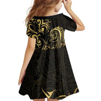 Gold And Black Aotearoa Horse Racing Family Matching Mermaid Dress and Hawaiian Shirt NZ Maori Pattern LT14 - Polynesian Pride