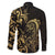 Gold And Black Aoteara Horse Racing Family Matching Off The Shoulder Long Sleeve Dress and Hawaiian Shirt NZ Maori Pattern
