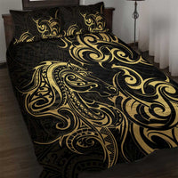 Gold And Black Aotearoa Horse Racing Quilt Bed Set NZ Maori Pattern LT14 Black - Polynesian Pride