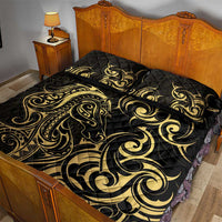 Gold And Black Aotearoa Horse Racing Quilt Bed Set NZ Maori Pattern LT14 - Polynesian Pride