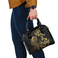Gold And Black Aoteara Horse Racing Shoulder Handbag NZ Maori Pattern