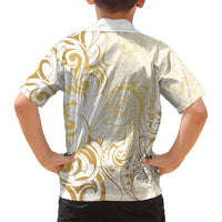 Gold And White Aotearoa Horse Racing Family Matching Summer Maxi Dress and Hawaiian Shirt NZ Maori Pattern LT14 - Polynesian Pride