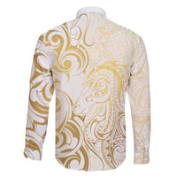 Gold And White Aotearoa Horse Racing Family Matching Summer Maxi Dress and Hawaiian Shirt NZ Maori Pattern LT14 - Polynesian Pride