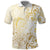 Gold And White Aoteara Horse Racing Polo Shirt NZ Maori Pattern