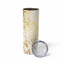 Gold And White Aotearoa Horse Racing Skinny Tumbler NZ Maori Pattern LT14 - Polynesian Pride