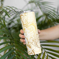 Gold And White Aotearoa Horse Racing Skinny Tumbler NZ Maori Pattern LT14 - Polynesian Pride